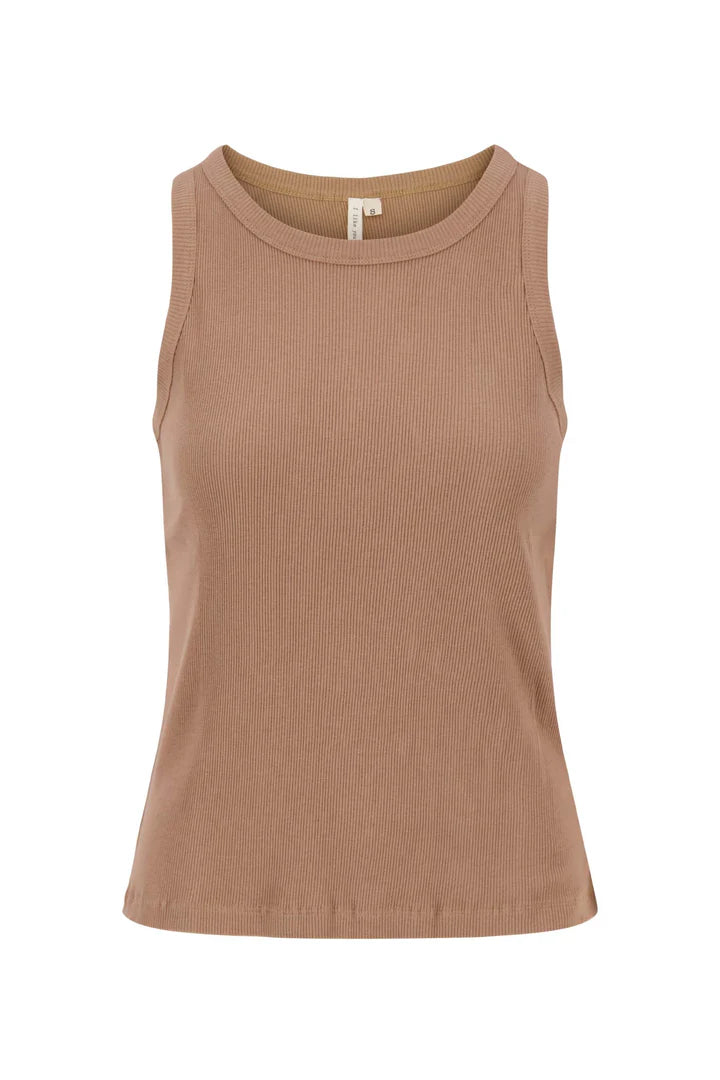 Zusss singlet ronde hals in rib taupe