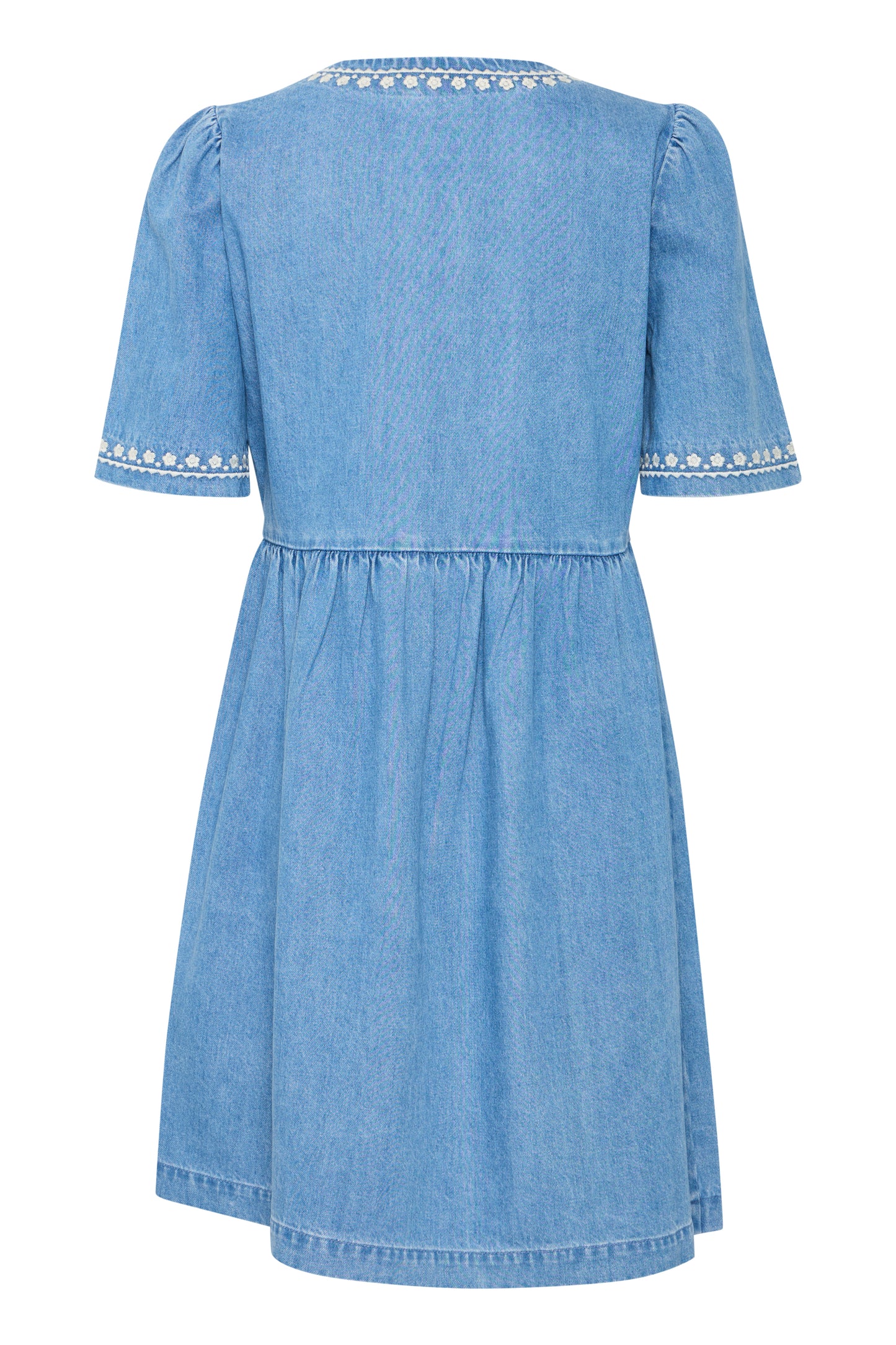 Atelier Reve Jurk denim met geborduurde bloemen