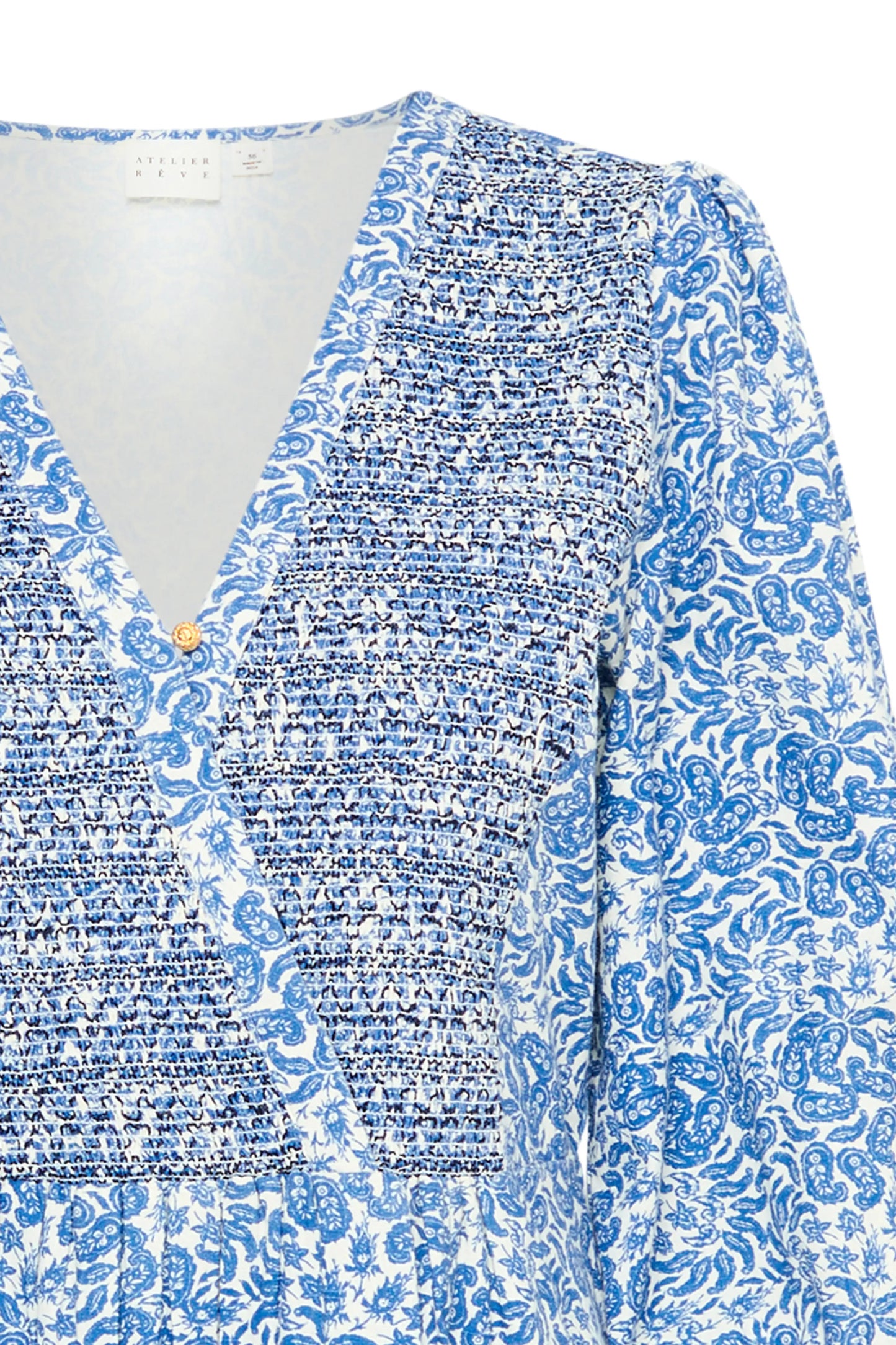 Atelier Rêve Jurk met bloementjesprint blauw