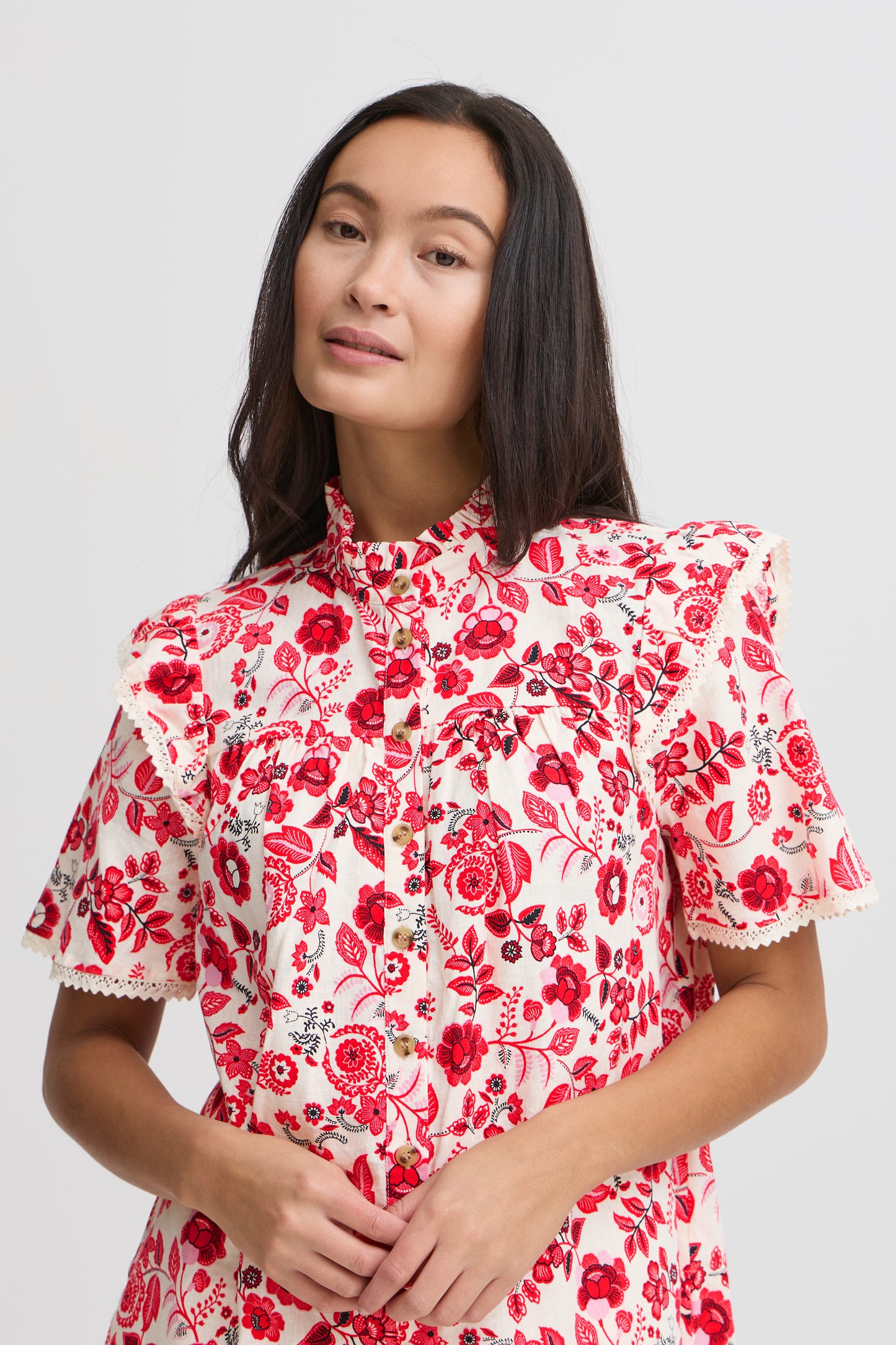 Atelier Reve blouse bloemetjesprint rood