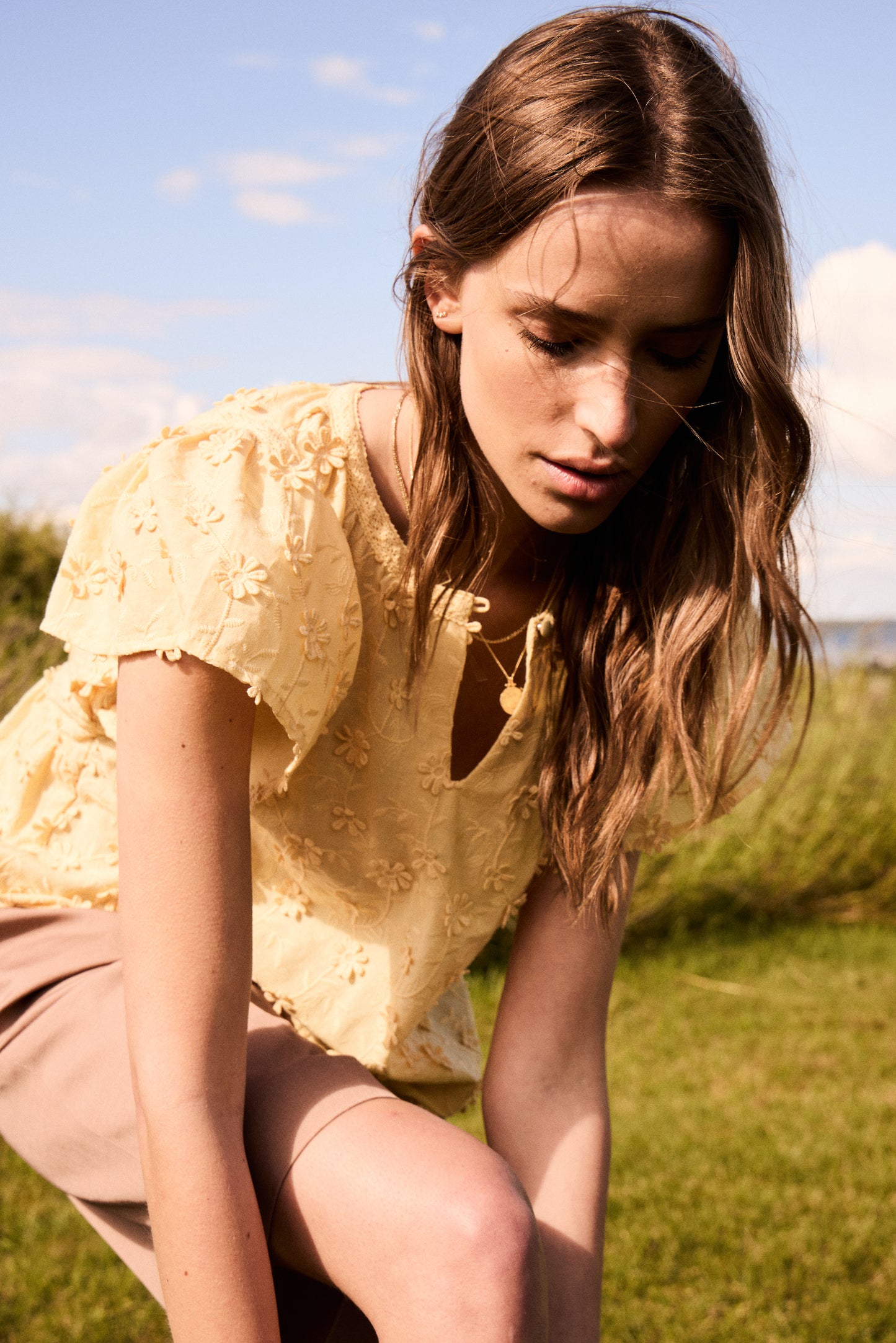 Atelier Reve blouse geel met bloemetjes