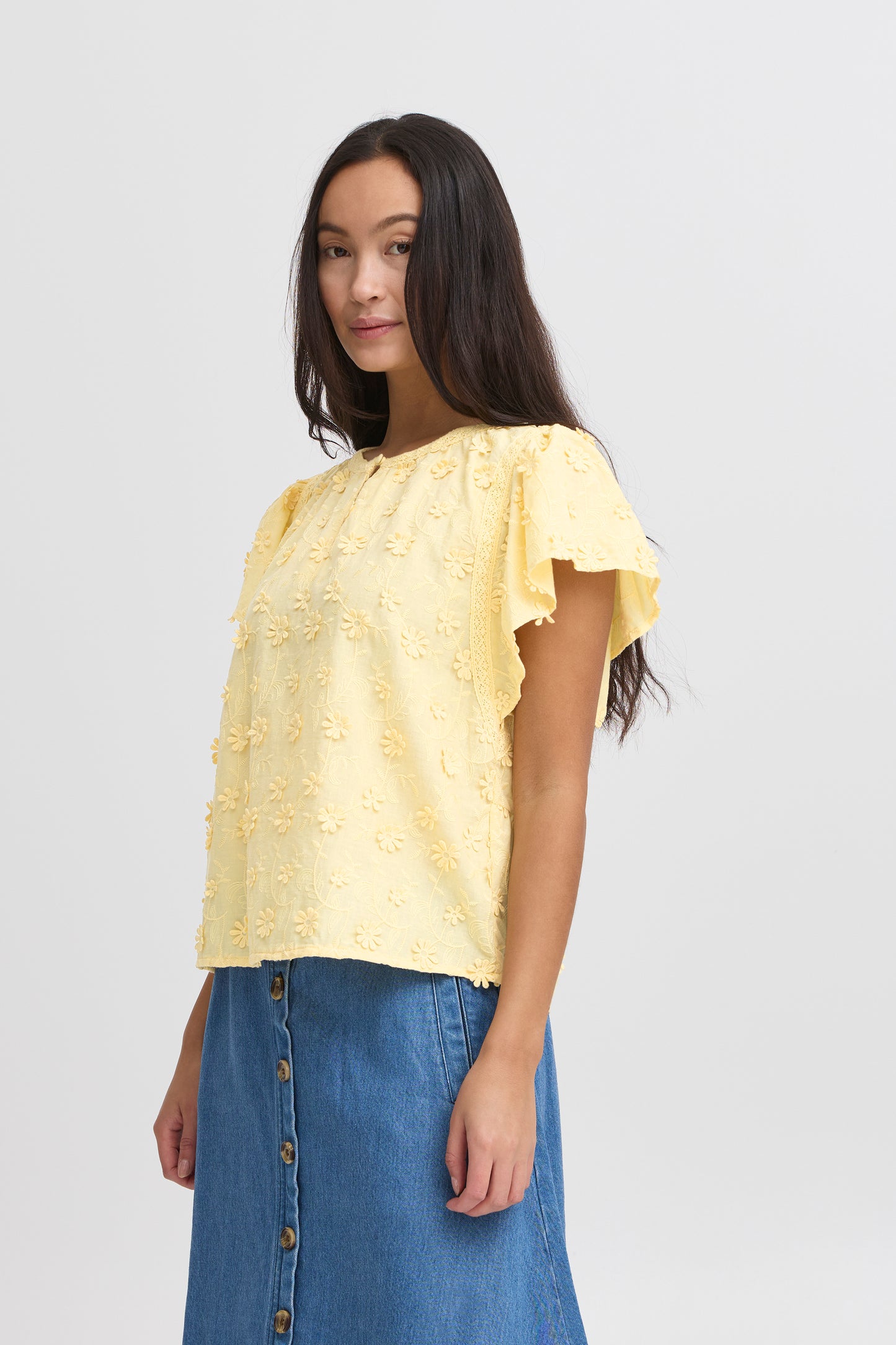 Atelier Reve blouse geel met bloemetjes