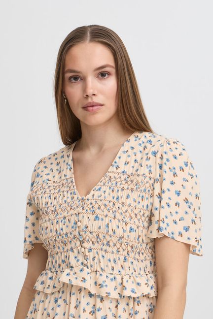Atelier Rêve bloementjes jurk blauw