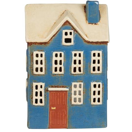 IB Laursen huisje blauw met bruine deur