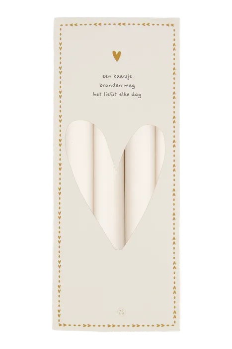 Zusss 4 rustieke kaarsen 20cm off white