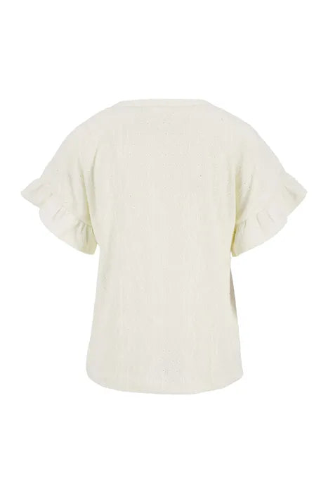 Zusss T-shirt met vlindermouw off-white