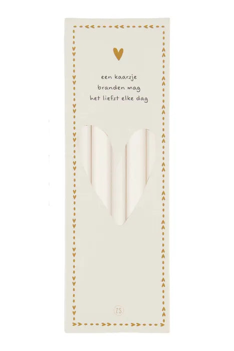 Zusss doosje met 10 smalle kaarsjes 17 cm off white