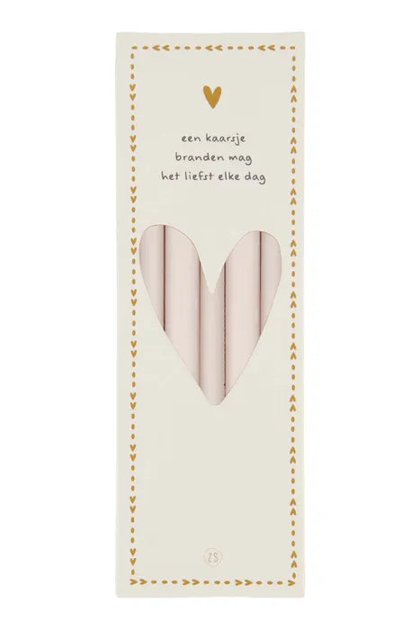 Zusss doosje met 10 smalle kaarsjes 17 cm beige