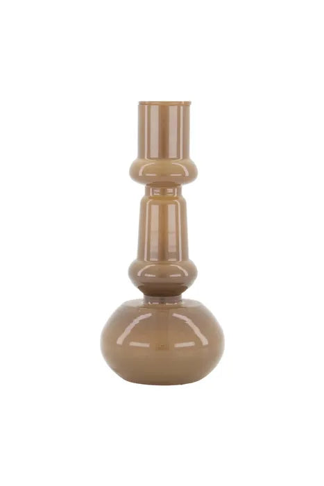 Zusss glazen kandelaar 18 cm warm grijs