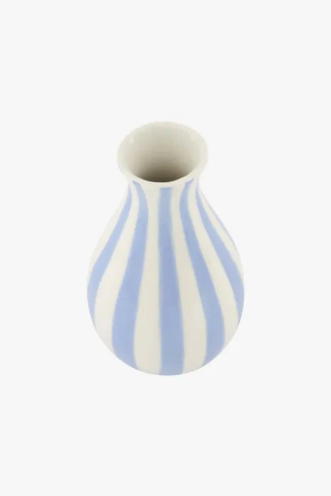 Zusss vaasje keramiek streep smal blauw/wit