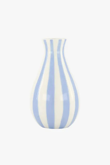 Zusss vaasje keramiek streep smal blauw/wit