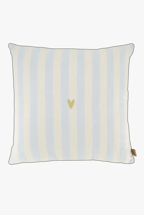 Zusss kussen hartje streep 45x45cm zand/blauw