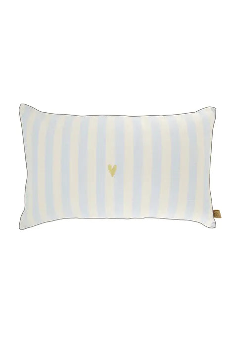 Zusss kussen hartje streep 60x35cm zand/blauw
