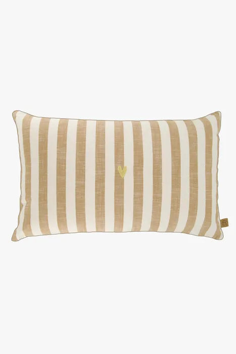 Zusss kussen hartje streep 60x35cm zand/camel