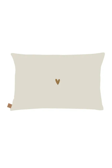 Zusss kussen hartjespatroon met borduur 50x30cm linnen/warmgrijs