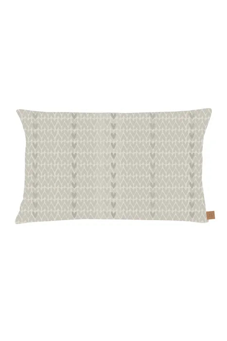 Zusss kussen hartjespatroon met borduur 50x30cm linnen/warmgrijs