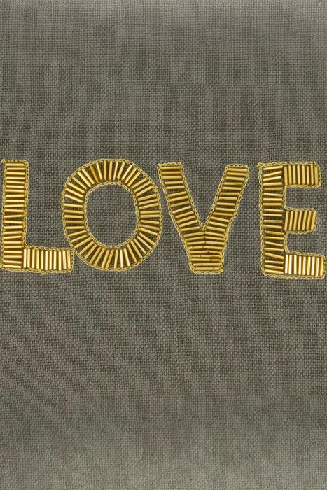 Zusss kussen love 25x35cm antracietgrijs/goud
