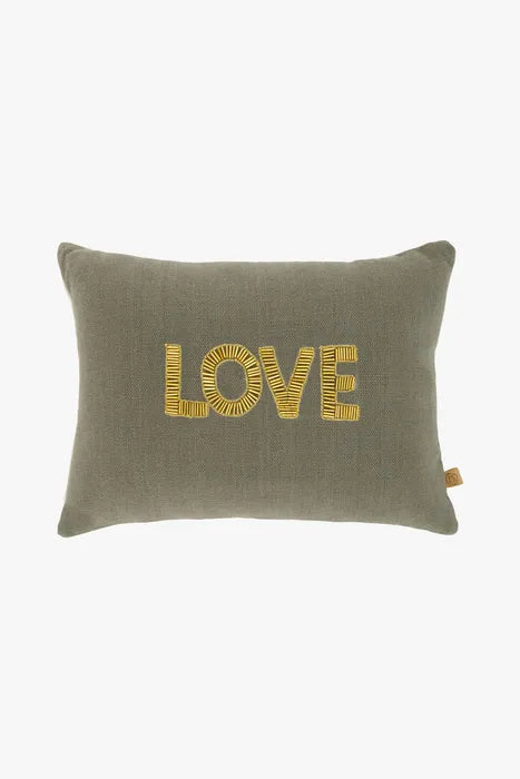 Zusss kussen love 25x35cm antracietgrijs/goud