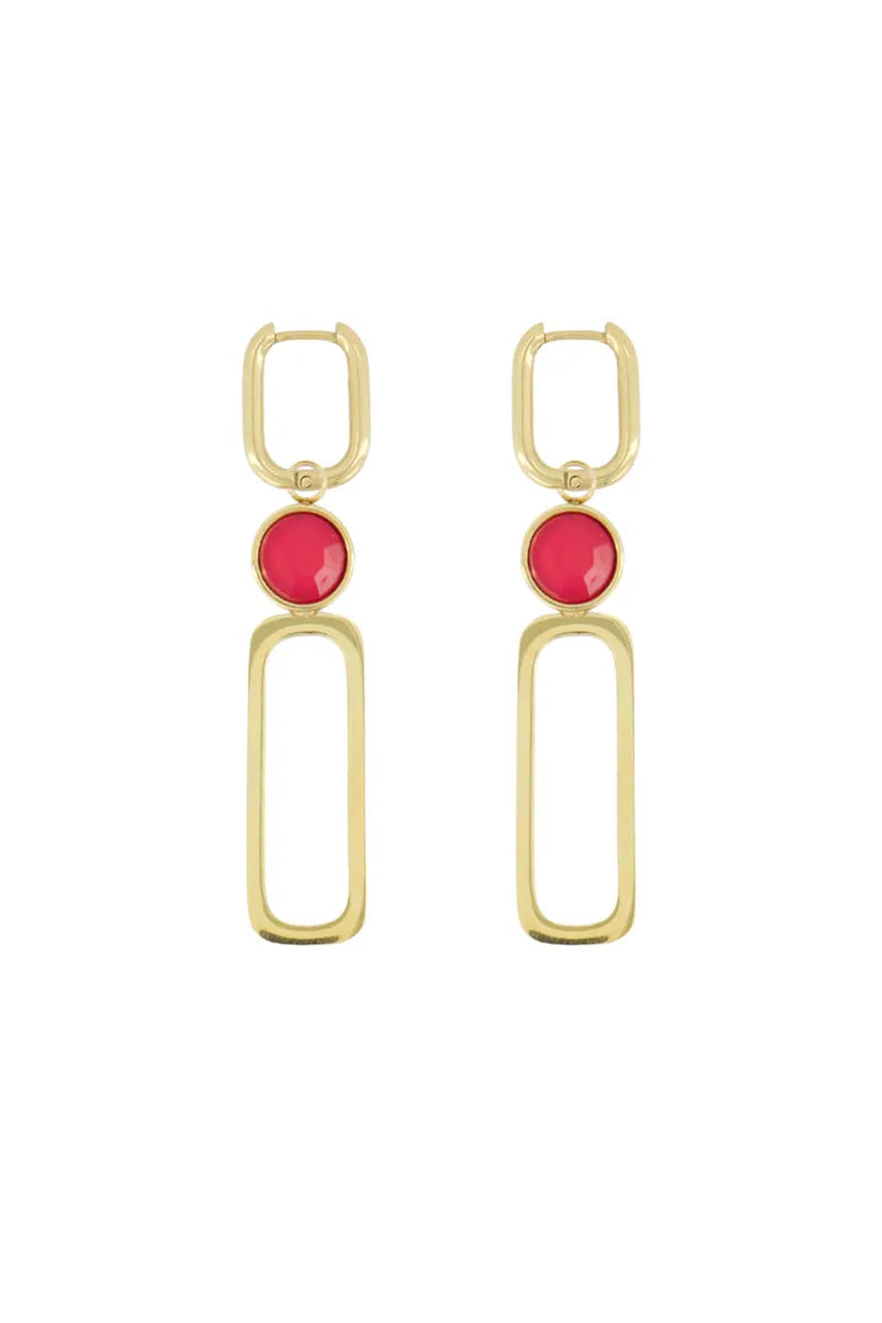 Zusss Oorbellen met Glasssteen roze rood