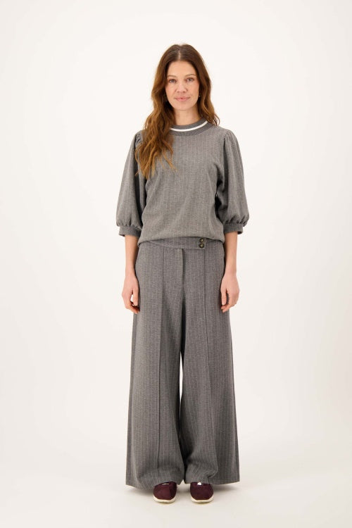 Zusss pinstripe round neck top