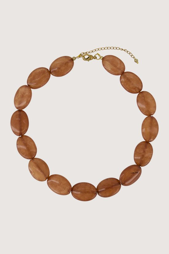 Zusss platte kralen ketting camel
