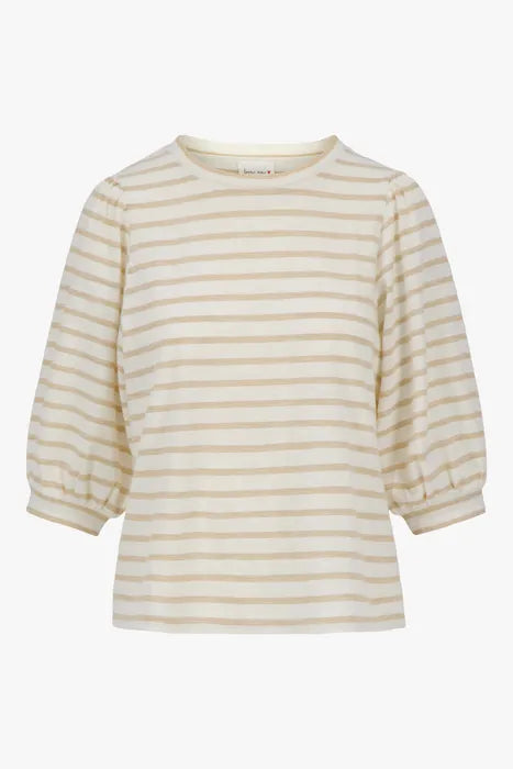 Zusss pofmouw top gestreept jersey off-white/ecru