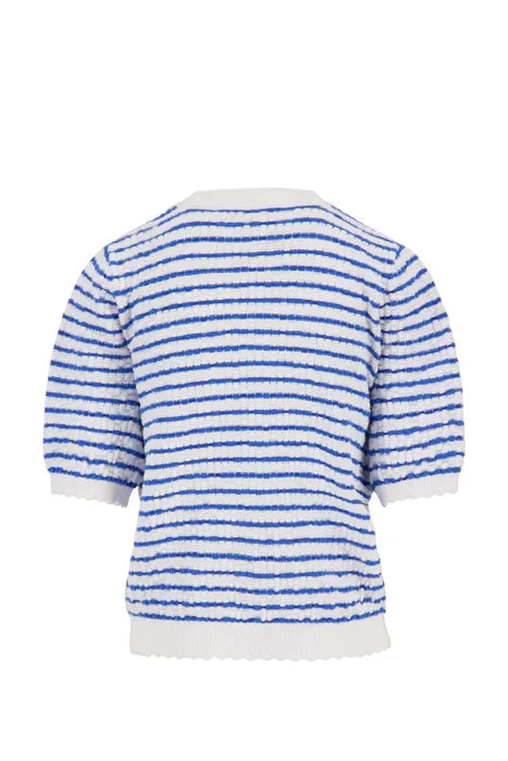 Zusss trui korte mouw met streep wit/donkerblauw