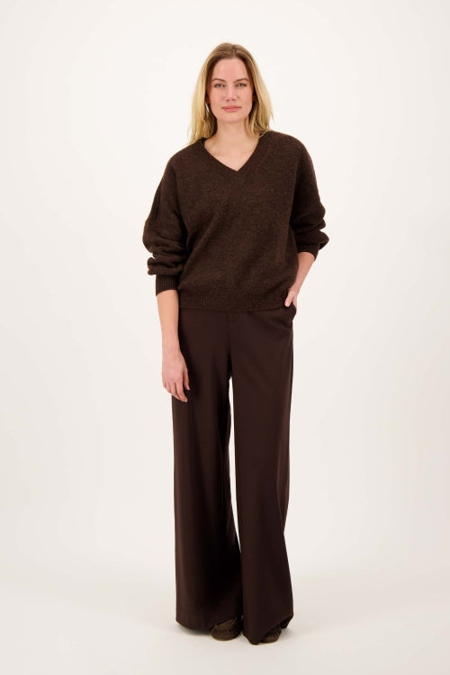 Zusss long V-neck sweater with heart