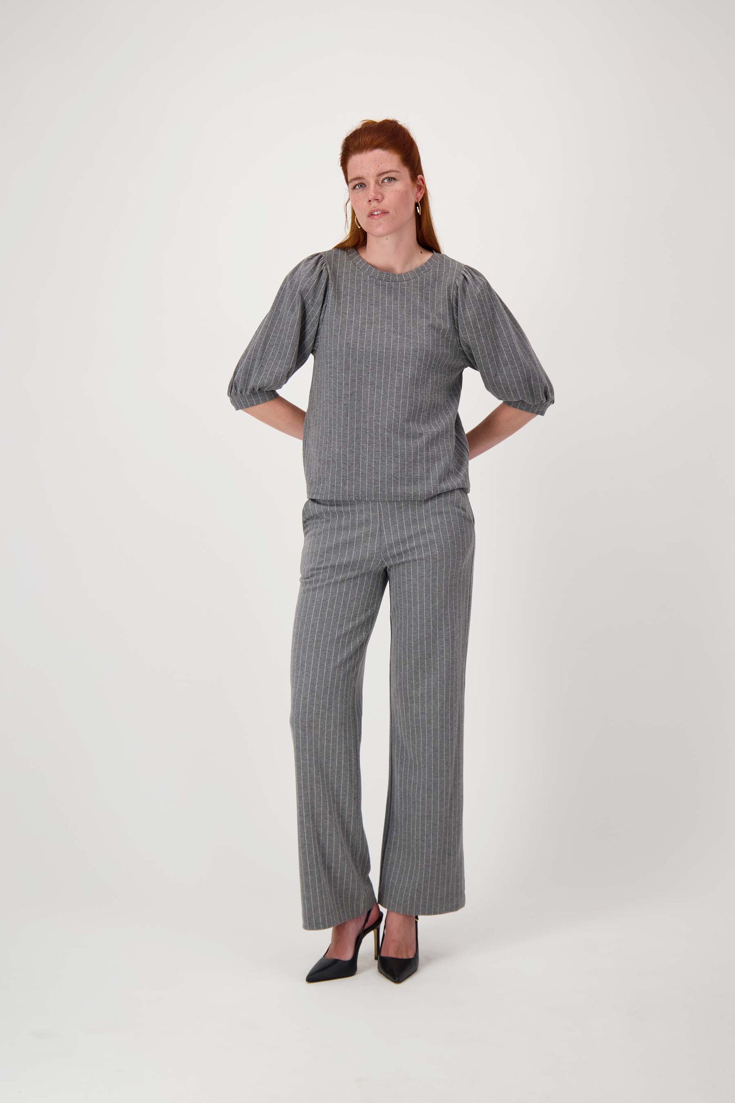Zusss krijtstreep broek met detail
