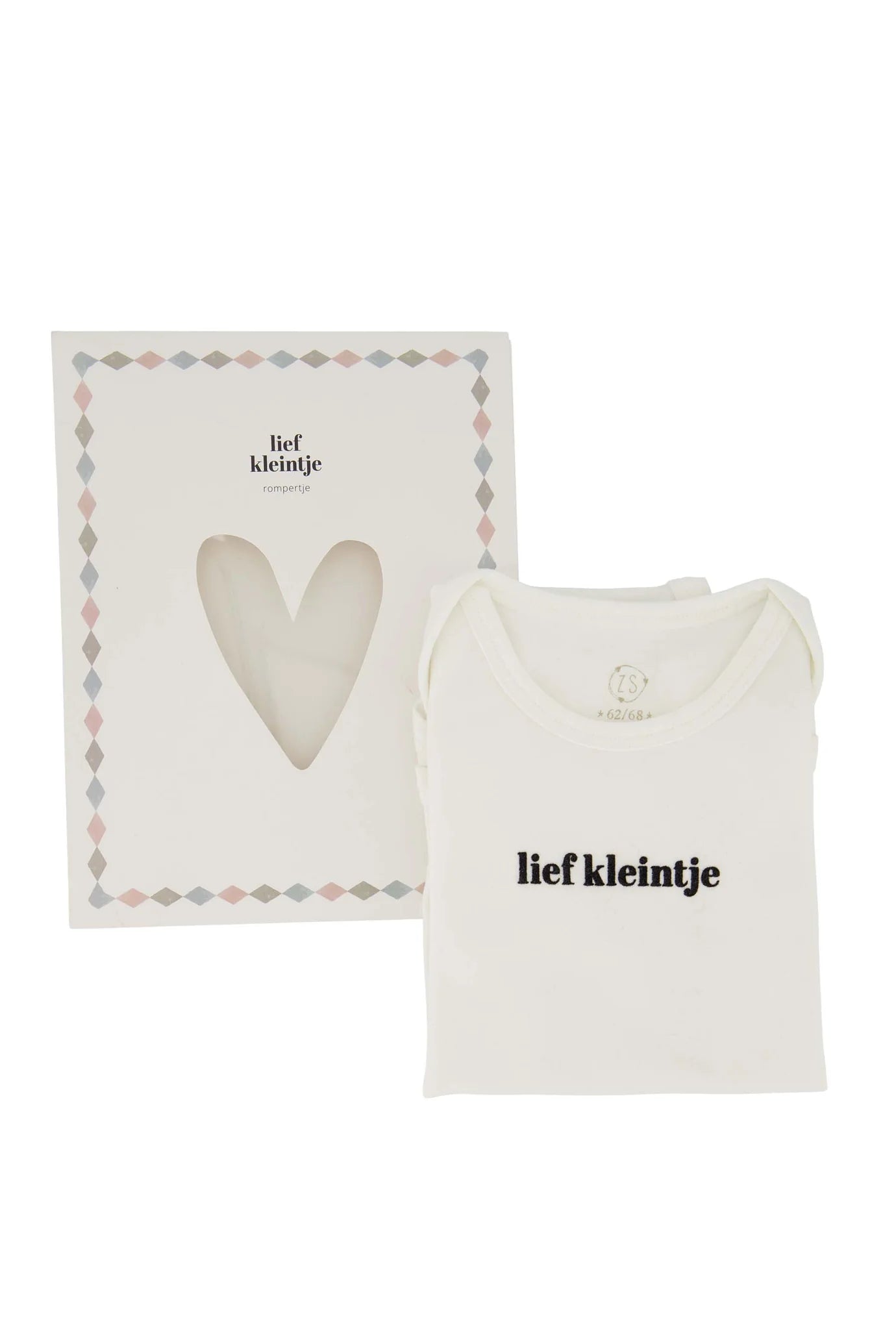 Zusss rompertje lief kleintje in doosje maat 62 68 wit zwart