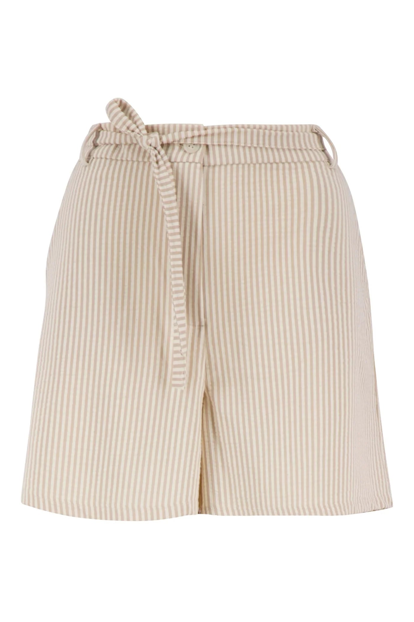 Zusss streep structuur short met strik ceintuur
