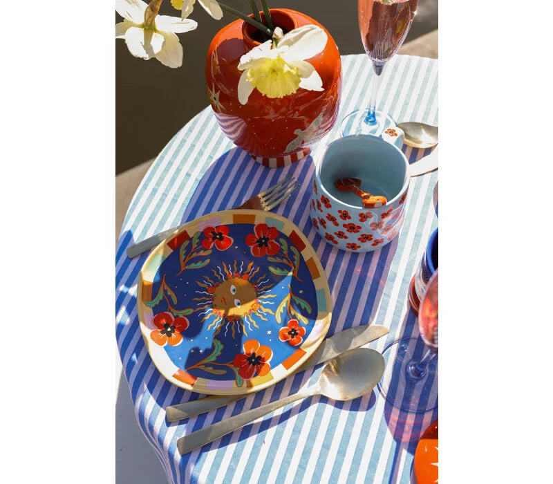 All the Luck in the world - Bord Donker Blauw met Zon en Bloemen