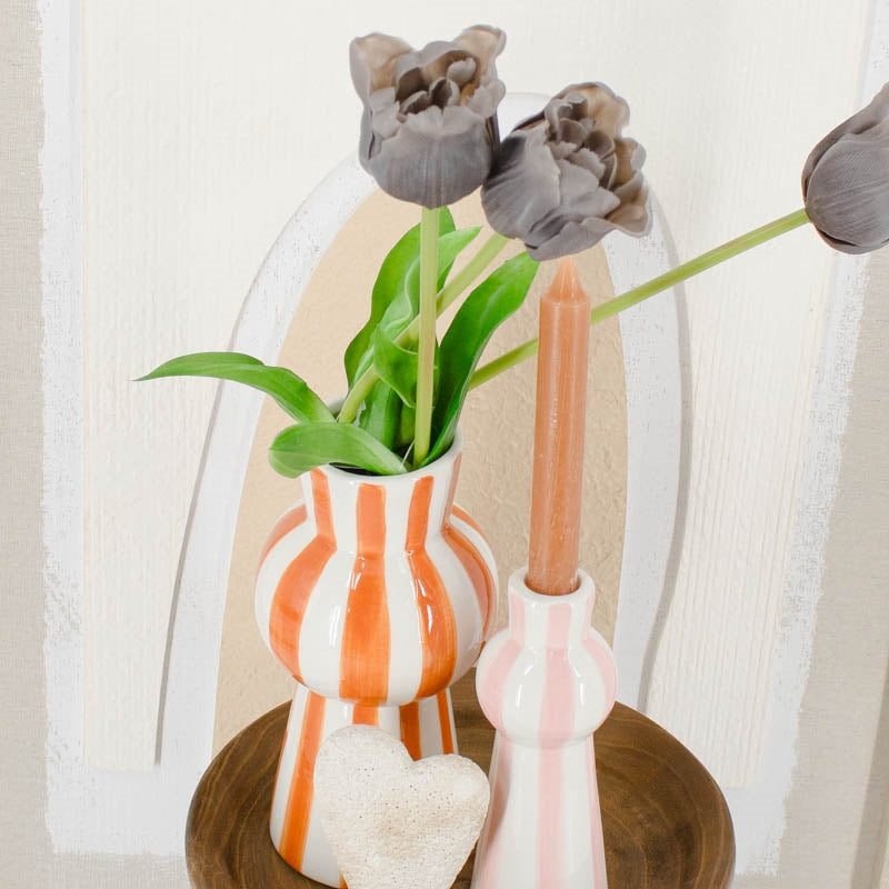 Kaarsenhouder Roze streep lang