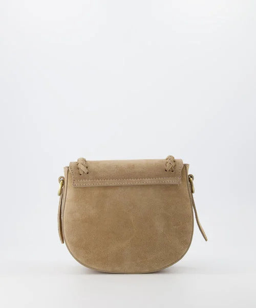 Tas gevlochten suede beige
