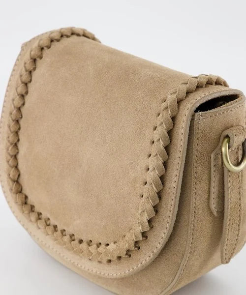 Tas gevlochten suede beige
