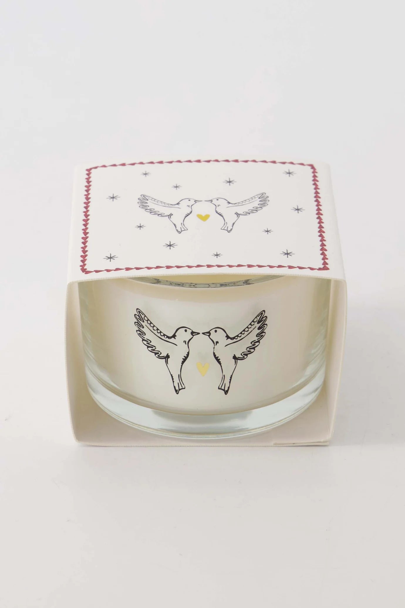 Zusss geurkaars in wikkel vogels wit/rood/grijsblauw