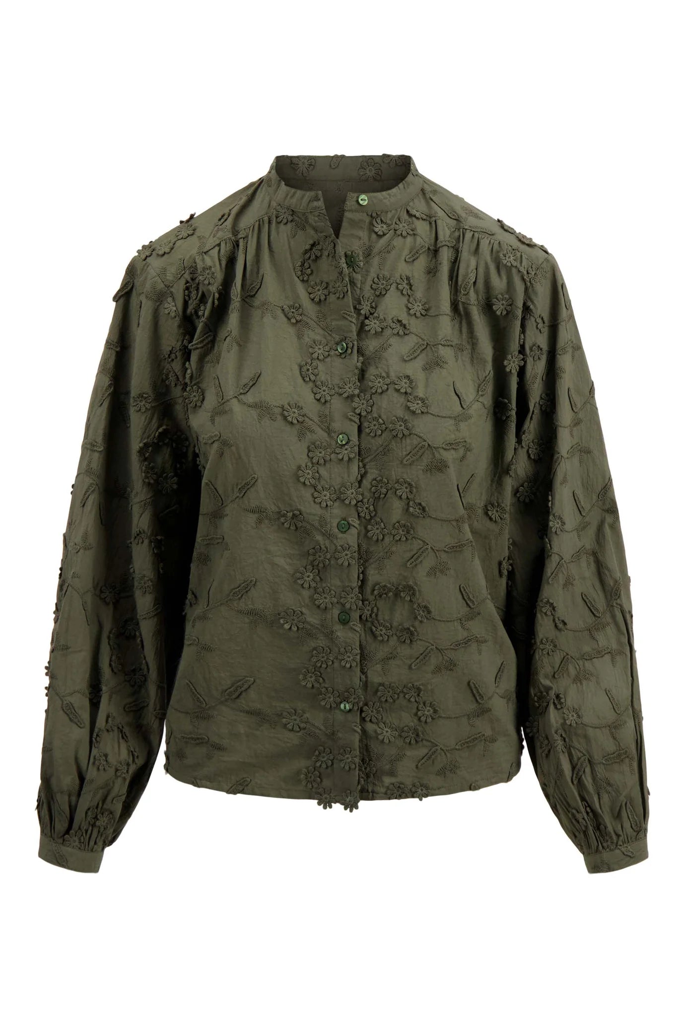 Zusss blouse met bloem structuur moss green