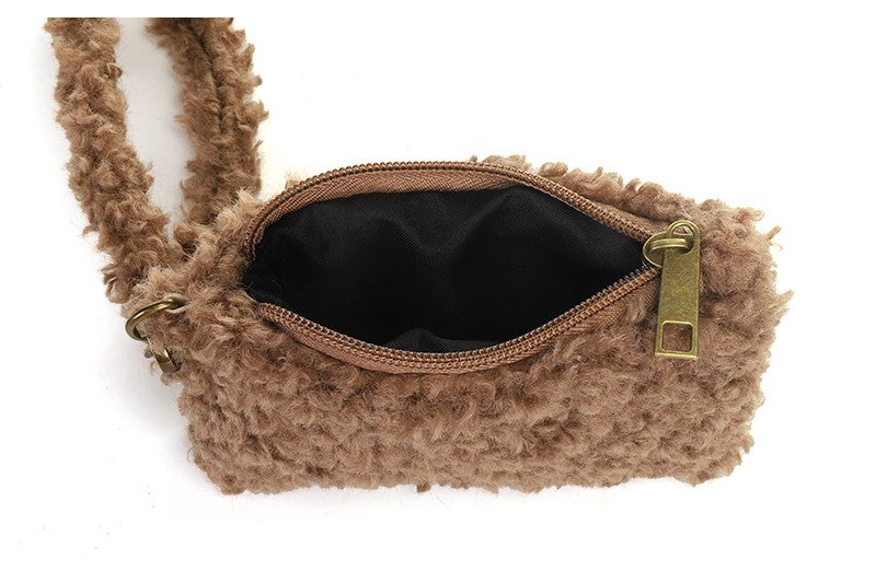 Taupe teddy portomonneetje Fien