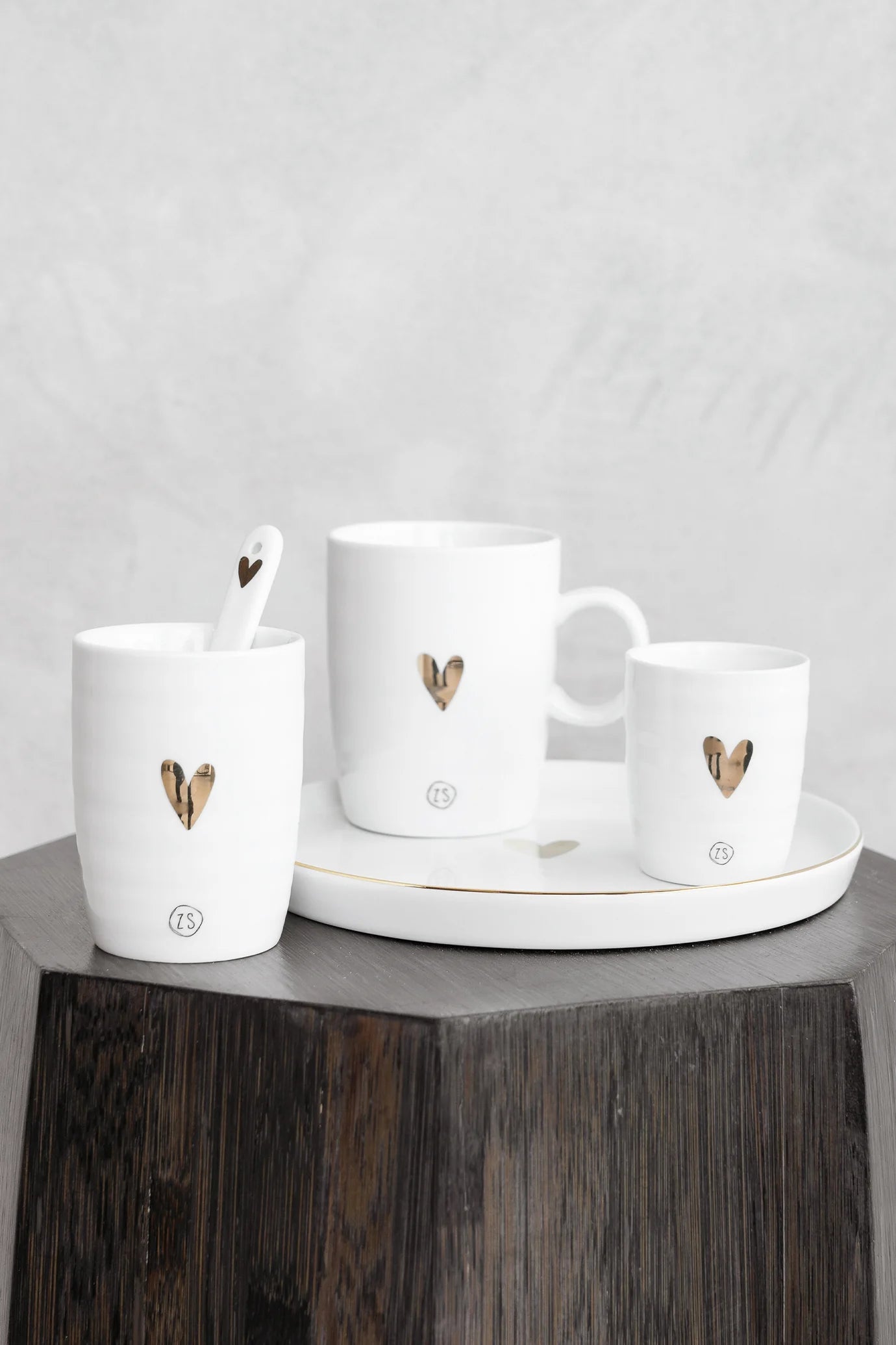 Zusss koffiemok hartje wit/goud