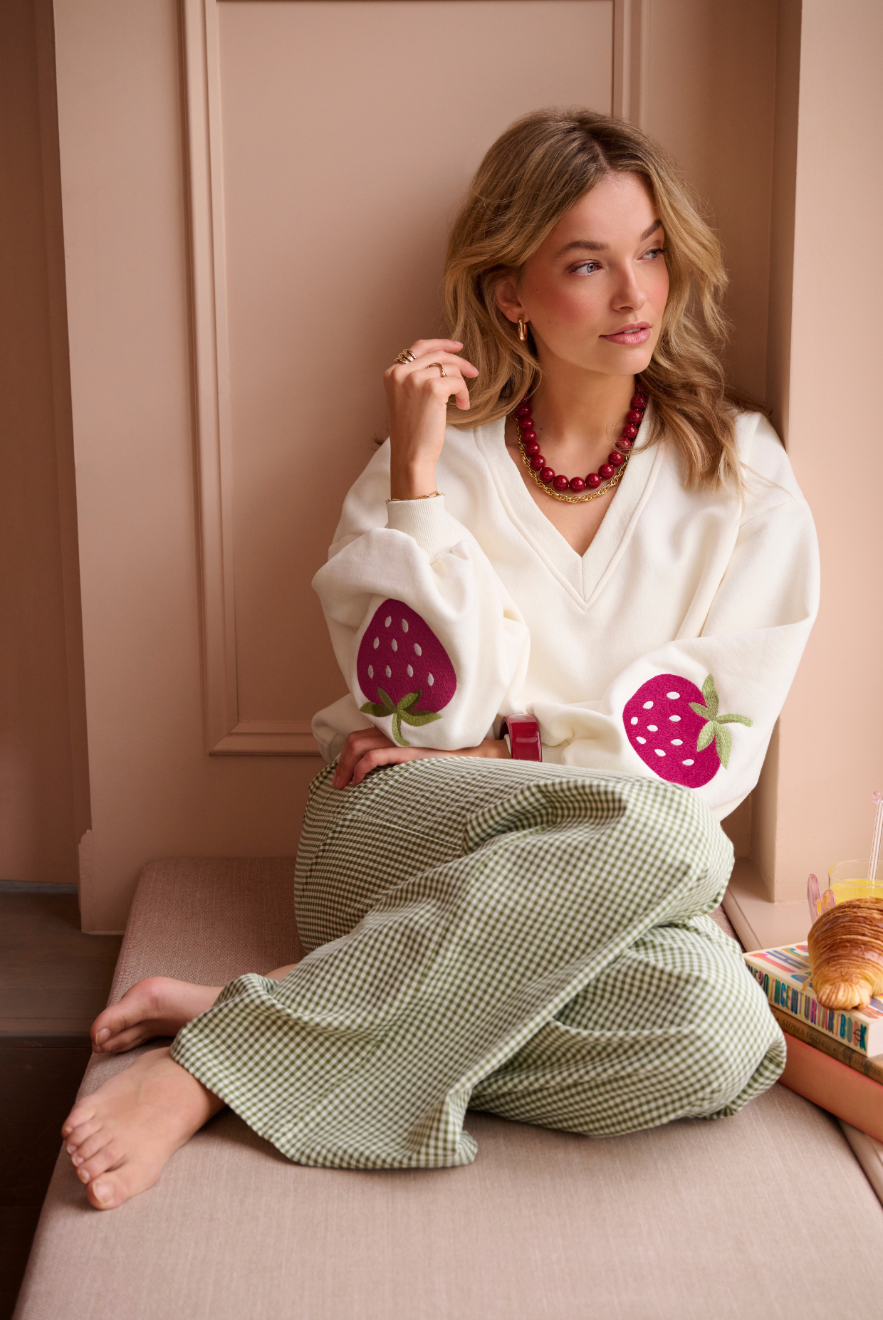 Ydence Sweater Strawberry Ecru