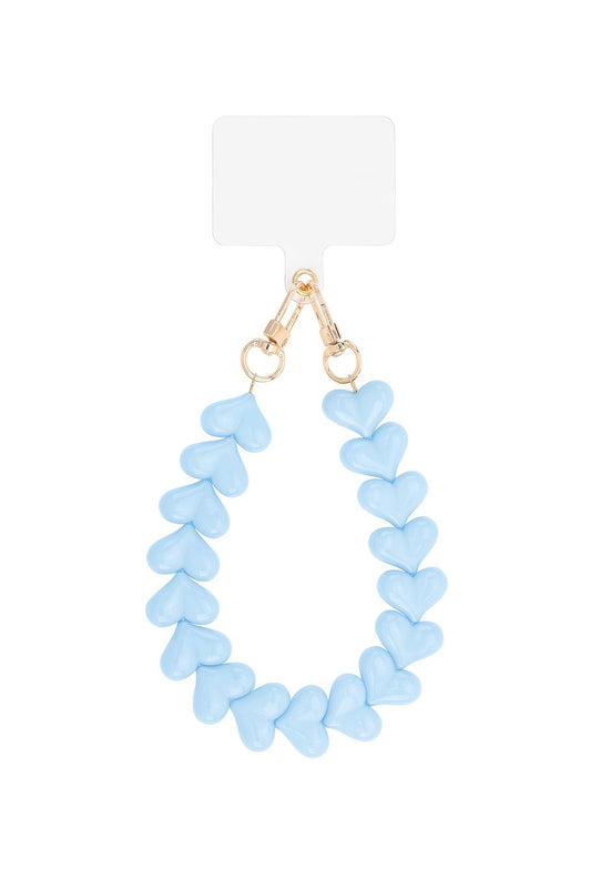 Telefoonkoord blauw hartjes