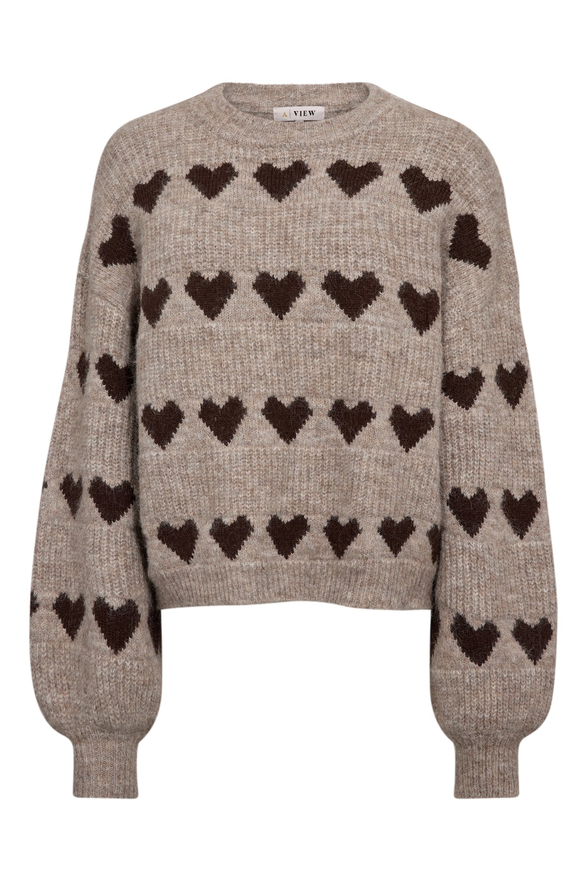 A-View heart knit pullover sand brown