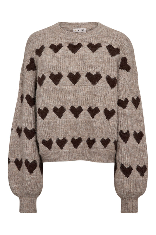 A-View heart knit pullover sand brown