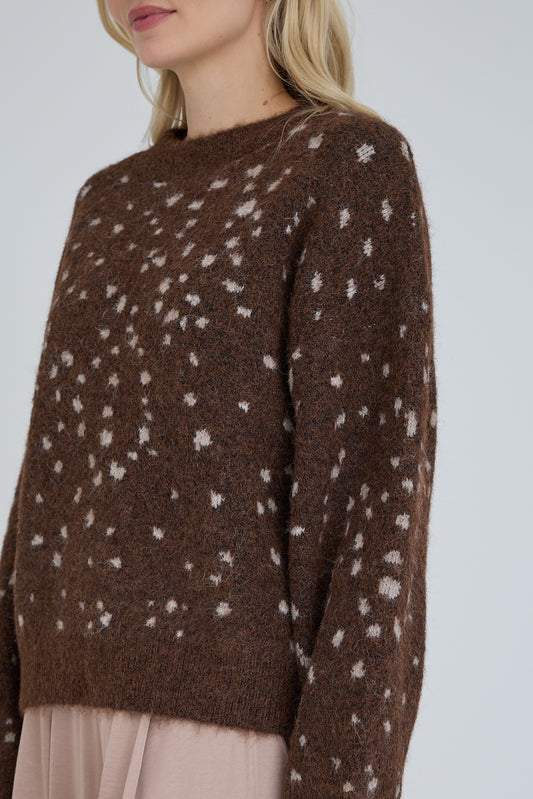 A-view deer knit pullover bruin zand