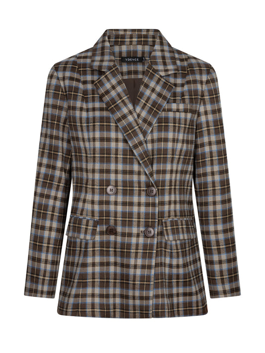 Ydence blazer novalee Brown blue check