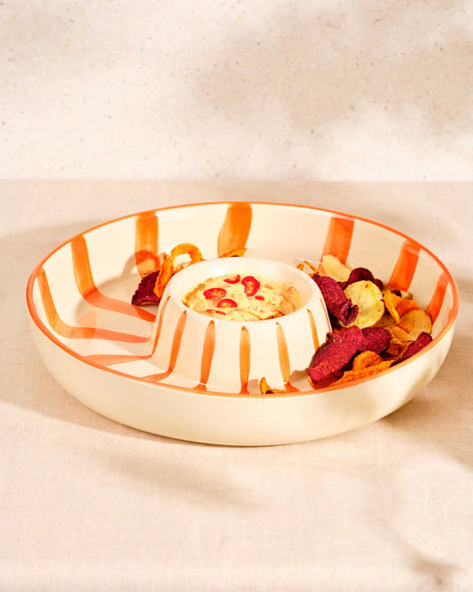 NINE Steef Chip N’Dip bowl orange stripes