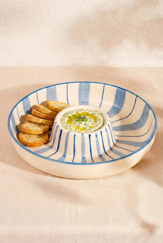 NINE Tobi Chip N’Dip bowl blue stripes