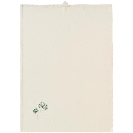 Ib Laursen theedoek geborduurde bloem blauw