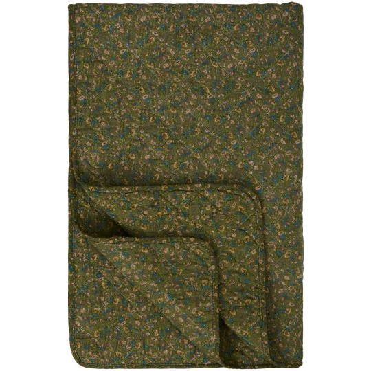 Ib Laursen quilt donkergroen met bloementjes