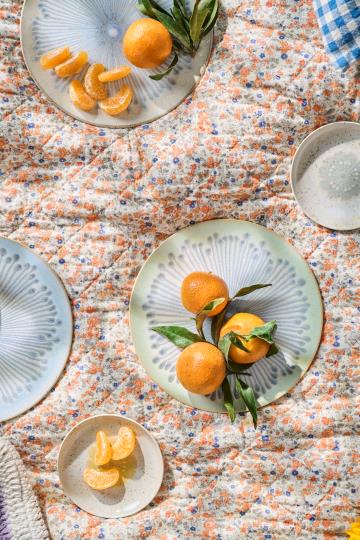 Ib Laursen quilt oranje blauw